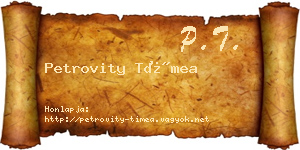 Petrovity Tímea névjegykártya